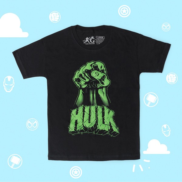 Kaos Anak Laki Karakter Superhero Cowok Hulk Ironman Spiderman Captain America Katun Combed