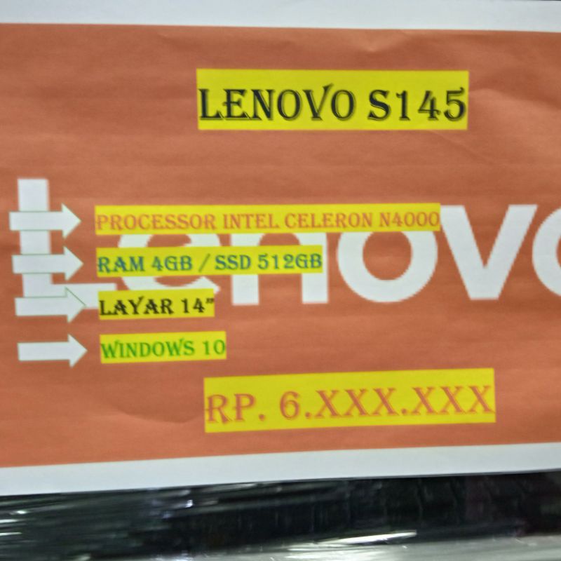 LENOVO S145 N4000 4GB SSD 512GB