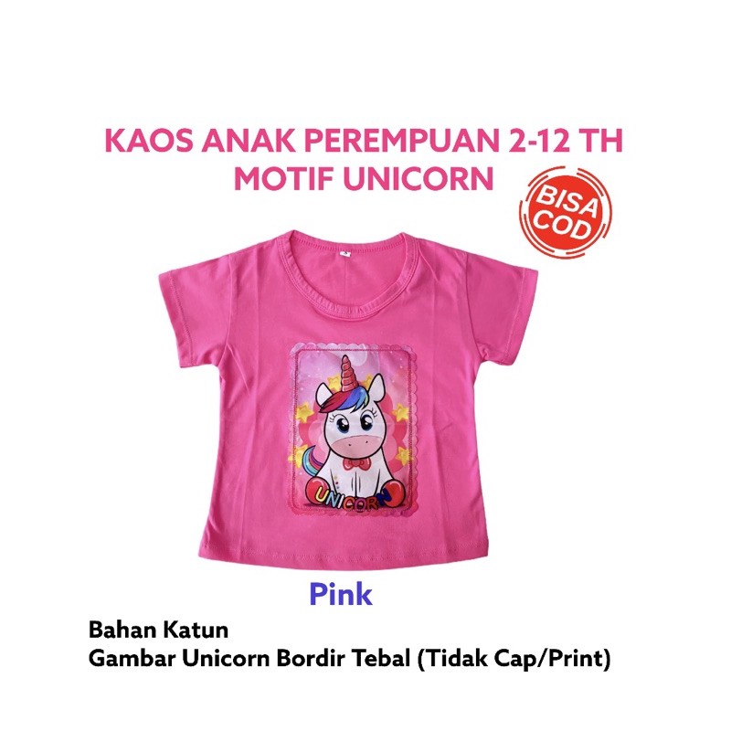 BAJU KAOS ANAK PEREMPUAN UNICORN 2-12 TH / KAOS OBLONG ANAK MURAH / KAOS ANAK CEWEK UNICORN LED