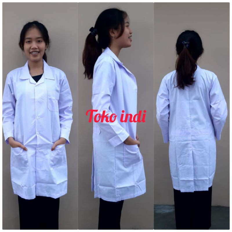 Baju Laboratorium Lengan Pendek / Lengan Panjang Jas Lab / Baju Praktek / Baju Lab Bisa Bordir