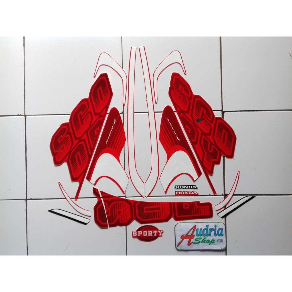 Stiker Striping Motor Honda Scoopy Sporty 2017 Merah Shopee