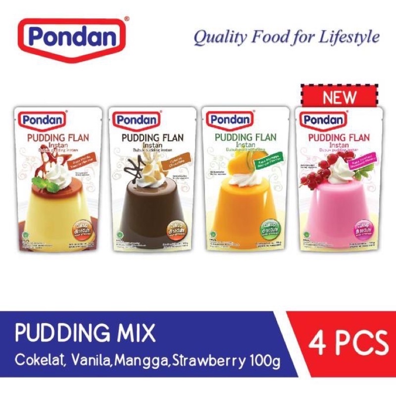 

PONDAN PUDDING FLAN INSTANT POUCH 100G (Bubuk Puding Instan)