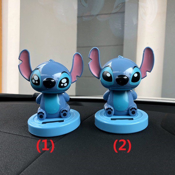 STITCH SOLAR POWER Boneka Figure Miniatur Pajangan Mobil Goyang Kepala Shacking Head