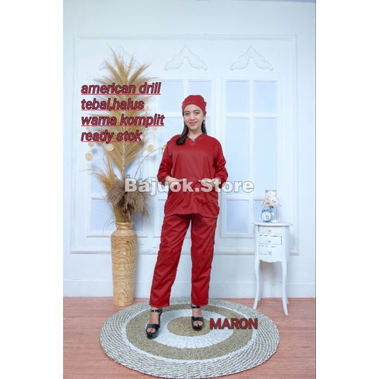 baju ok/baju jaga medis/baju dokter/baju ok lengan panjang/baju ok jumbo/baju scrub/baju operasi/gown medis/baju perawat/american drill/bukan toyobo baju ok lengan pendek american drill