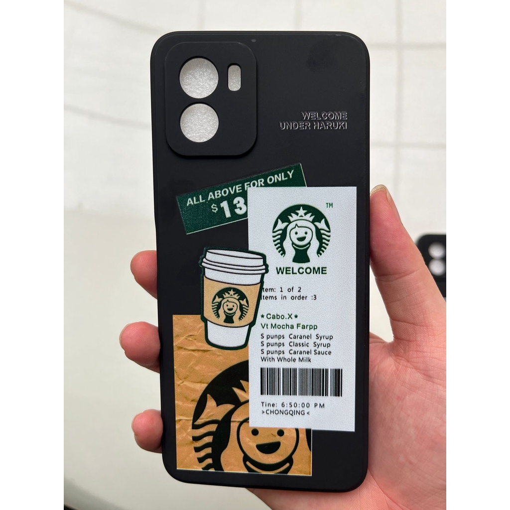 Softcase Starbucks Hitam For I phone 6 7 8 X 11 12 13 Infinix Hot 10 Play 11 Play 11s Smart 6