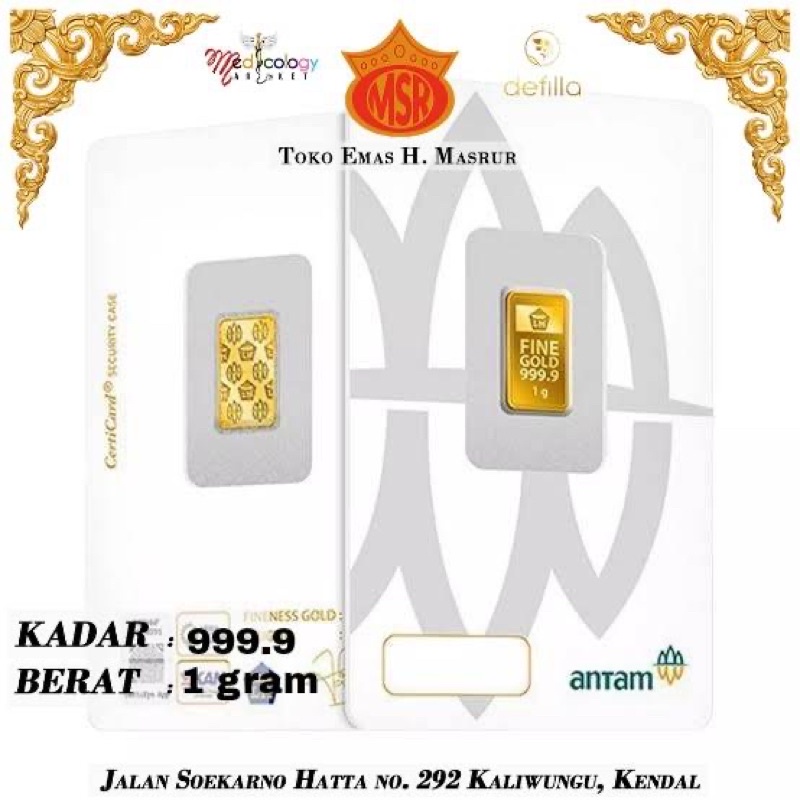 LOGAM MULIA EMAS ANTAM  1 GRAM 24K 999.9% MURAH MERIAH