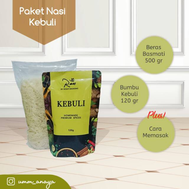 

Paket Nasi Kebuli Instan (500gr beras Basmati + 120gr bumbu)