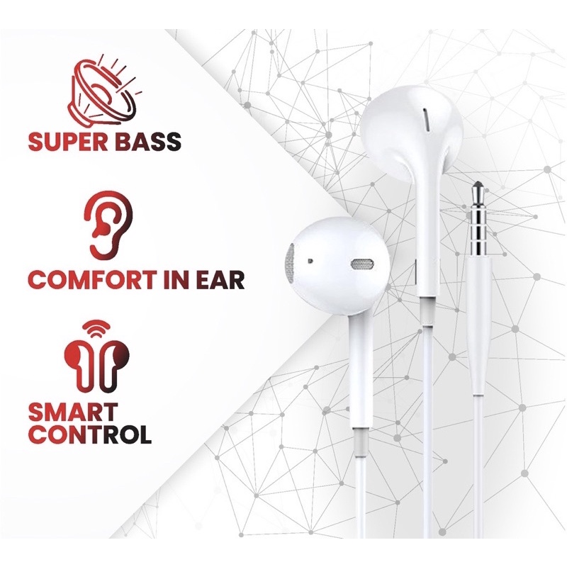 Headset Purebass Halo 2 Stereo Earphone Build-In Microphone Jack 3.5mm