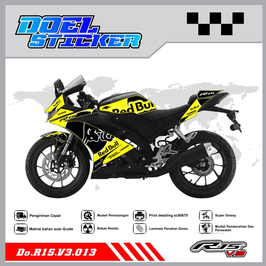 STICKER STRIPING R15 V3 - STICKER STRIPING SEMI FULL LIST VARIASI HOLOGRAM , CROME R15 V3 DOEL 013