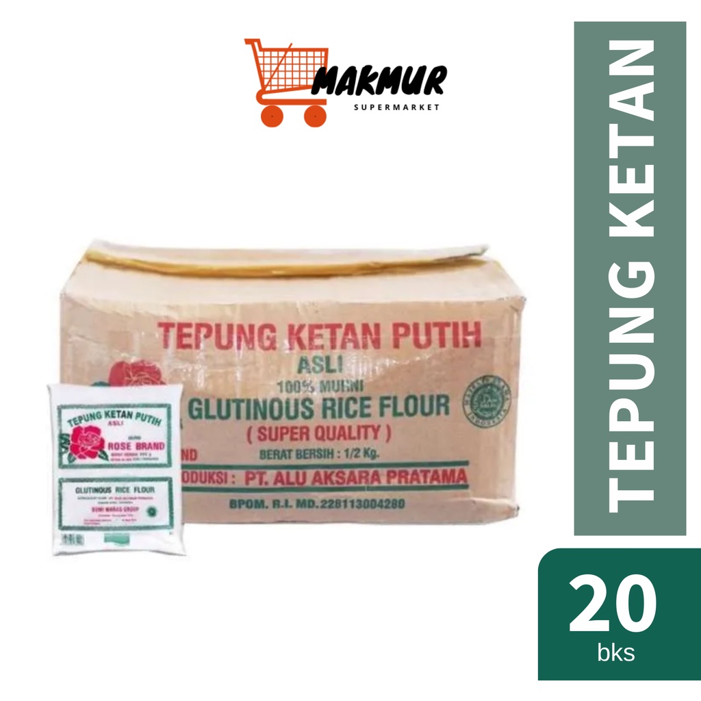 

Tepung Ketan Rose Brand 500gr - 1 Dus isi 20 bks