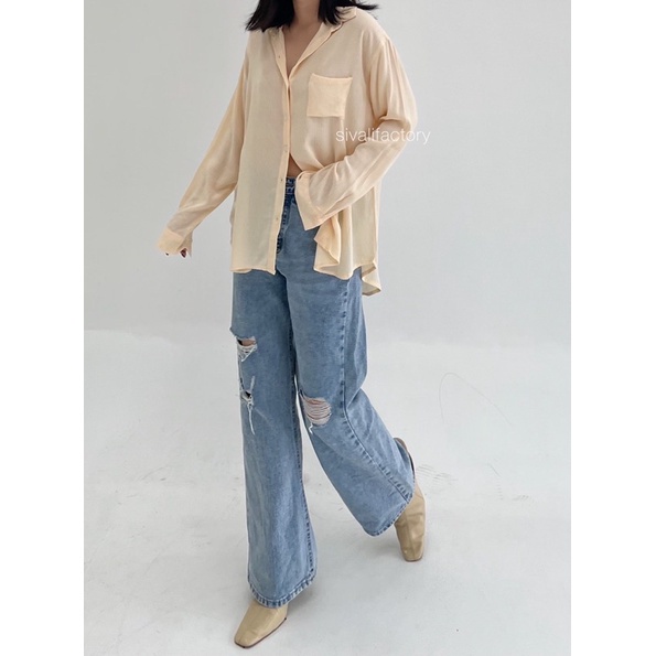 SIVALI Emily Shirt | Loose Oversize Shirt - Kemeja Wanita Flowy Bahan Jatuh - Atasan Wanita 977 / 988