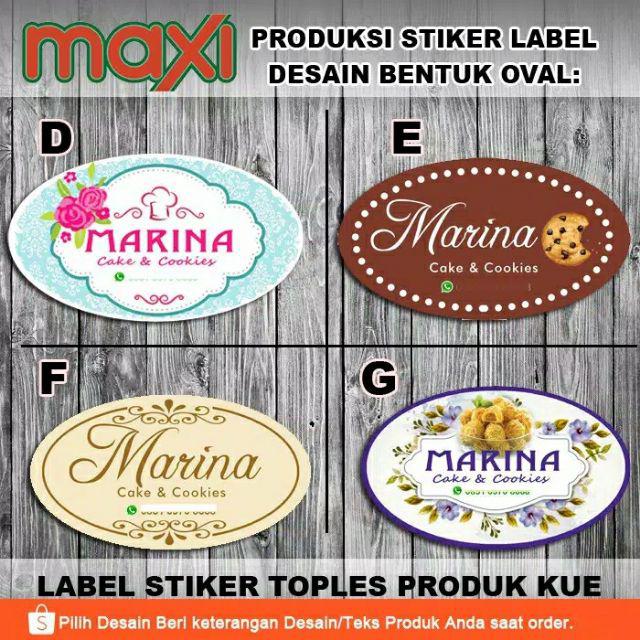 Cetak Stiker  Label Produk Kue Stiker  Toples Kue Bentuk Oval