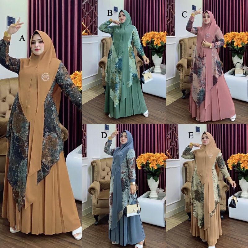 SET SYARI AURORA VOL 8 BY IRNA GALLERY GAMIS SYARI ORIGINAL GAMIS SYARI TERBARU SET SYARI