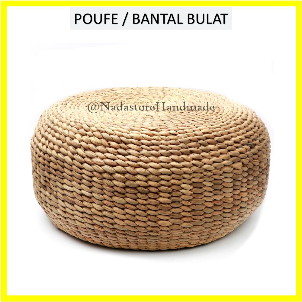 Bantal Bulat anyaman enceng gondok / Round pouffe Water Hyacinth