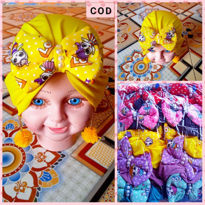 Turban anting model pita lol /kerudung bayi /hijab anak-2