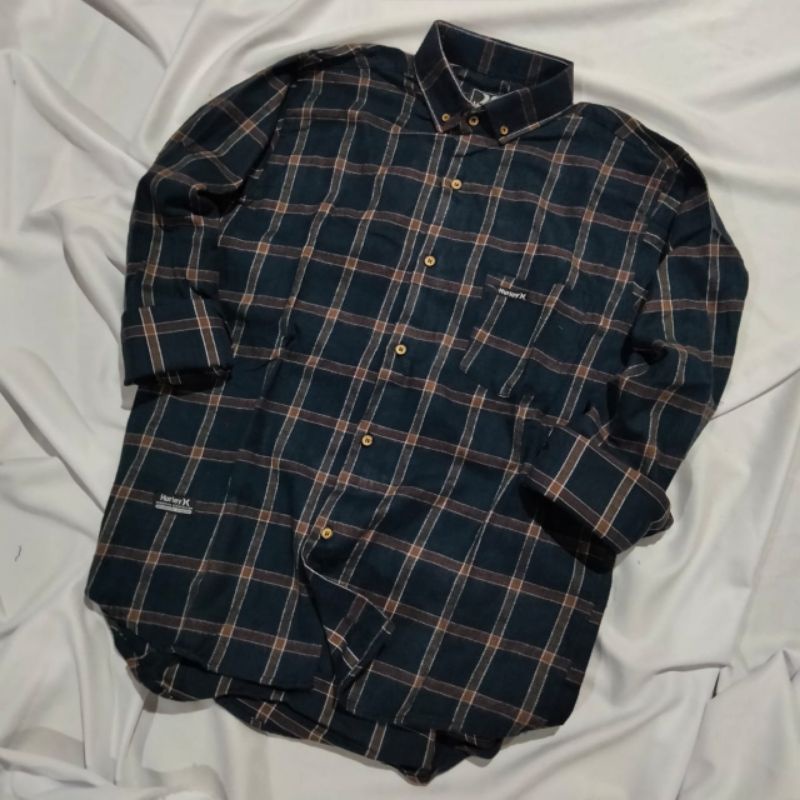 Kemeja Flanel Pria Wanita Lengan Panjang Oversize Motif Kotak Kotak Unisex-Casual 13