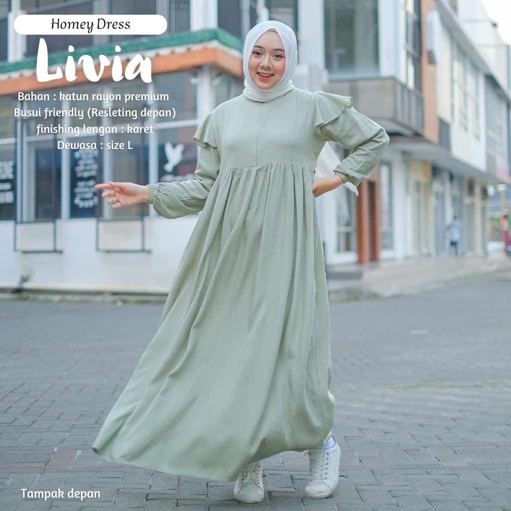 New - Gamis Dewasa Jumbo/Homey Dress Livia-Bahan Katun Rayon Premium-Dress Rayon-Gamis Rayon Polos-Busana Muslimah Dewasa