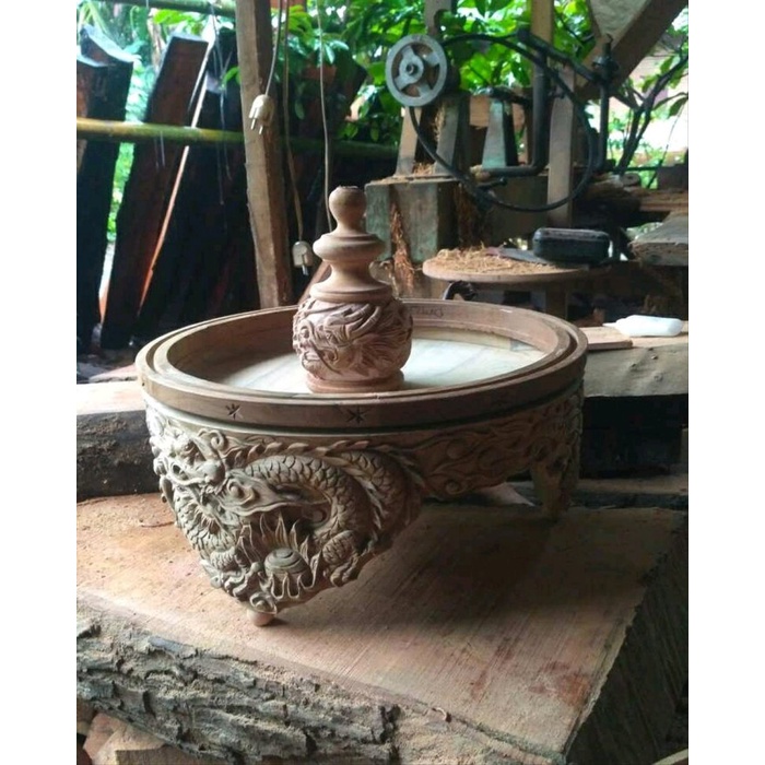 Tebok lovebird ukir naga mentahan kayu jati