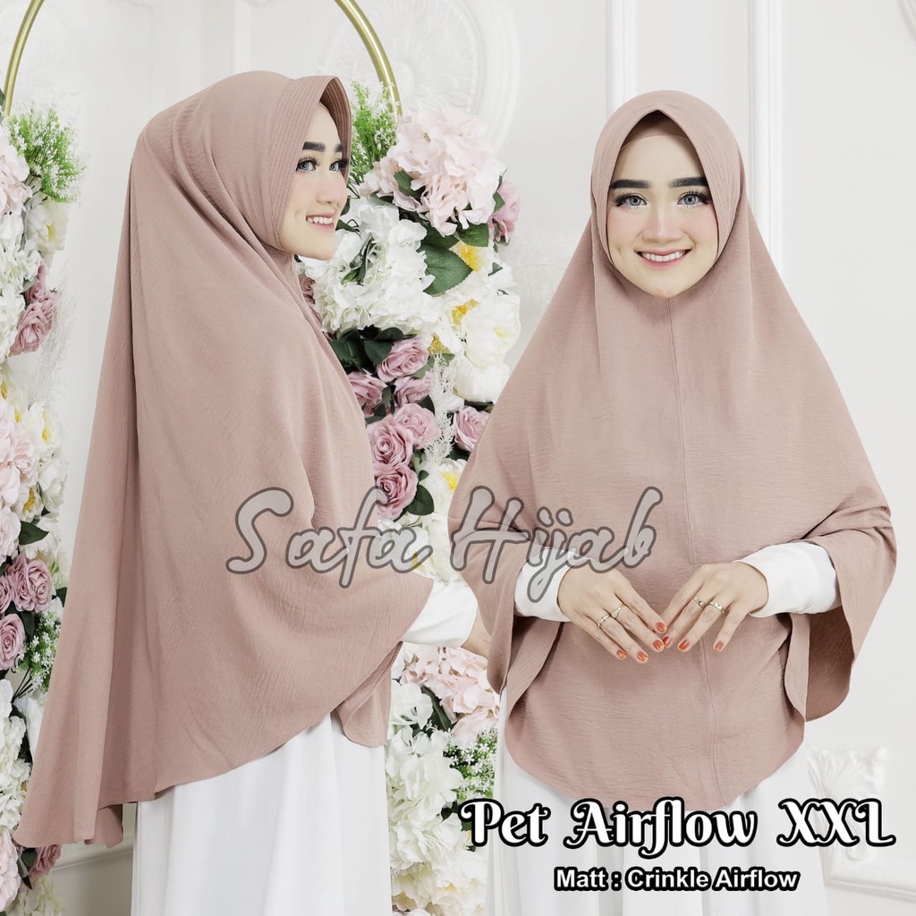 Bergo Pet Air Flow Crinkle Khimar Airflow Crinkle xxl  Hijab Instan Termurah Safa Hijab