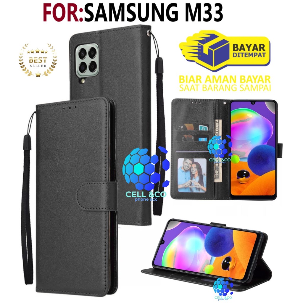 CASE SAMSUNG M33 CASE FLIP LEATHER WALLET PREMIUM FLIP CASE BUKA TUTUP KESING HP CASING FLIP CASE WALLET SAMSUNG M33