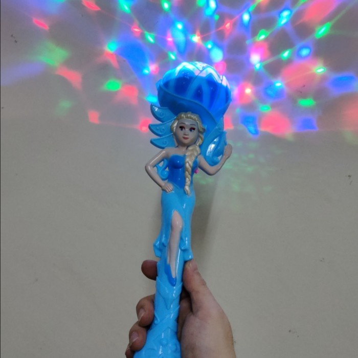 Mainan Anak Tongkat Disco Frozen Lampu Disko 3D Warna Warni dan Music forzen - Biru Muda