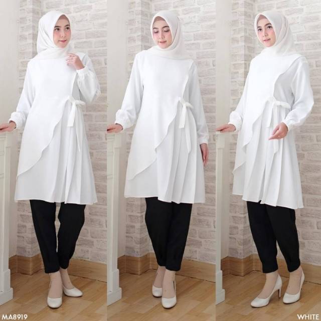 TUNIK AVIDA WHITE BLACK ROSE BEIGE TUNIC BAJU ATASAN WANITA MUSLIM REALPICT ORIGINAL