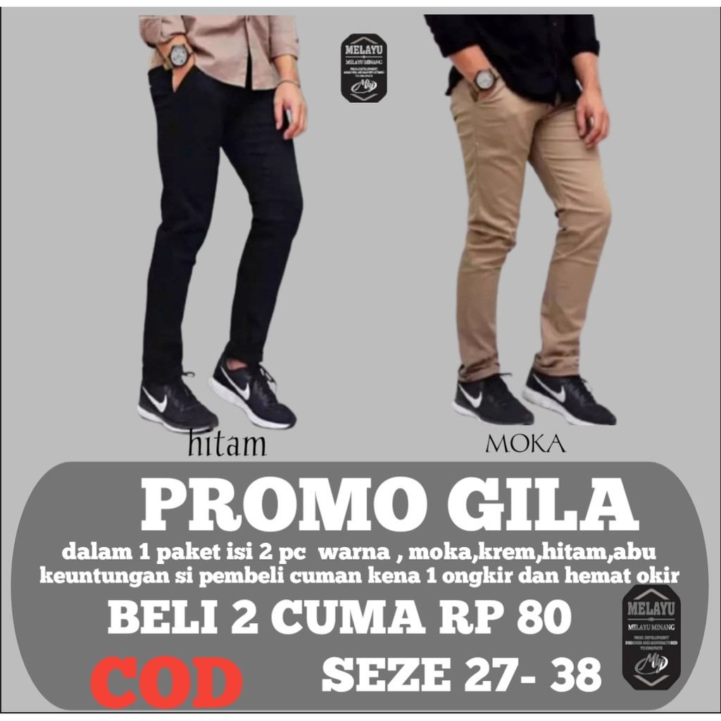 PROMO GILA BELI 1 GRATIS 1 PC CELANA BAHAN | KERJA | CHINOS KANTOR | PANJANG SLIMFIT COD_