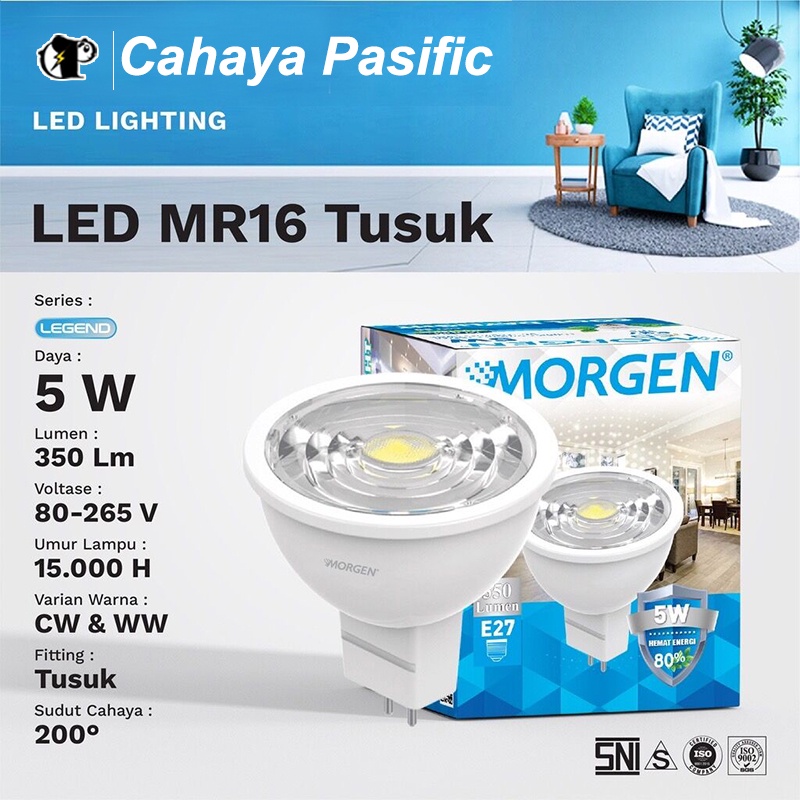 Lampu LED MORGEN MR16 5W/7W Tusuk Putih 6500K / Kuning 3000K 500LM/350LM 80-265V Putih kuning