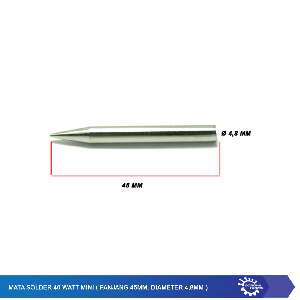 Mata Solder 40 Watt Mini ( Panjang 45mm, Diameter 4,8mm )