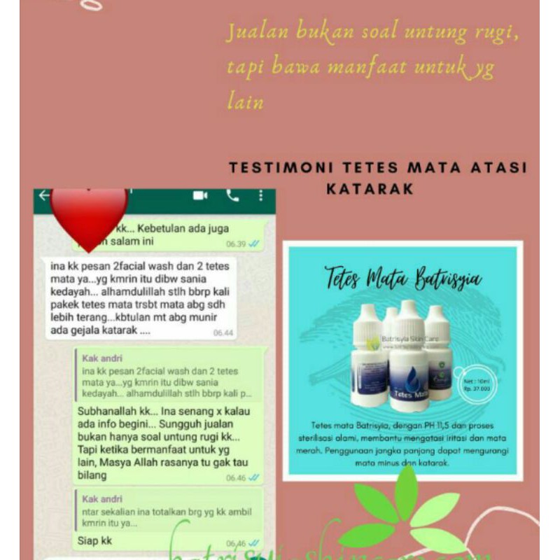 obat Tetes mata Batrisyia Herbal untuk mata minus, rabun katarak, trimbilan, merah, dan iritasi