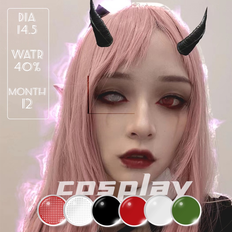 Eyeshare Softlens model terbaru Kisi-kisi putih/grid merah softlens anime Softlens New Dubai 14.5mm 