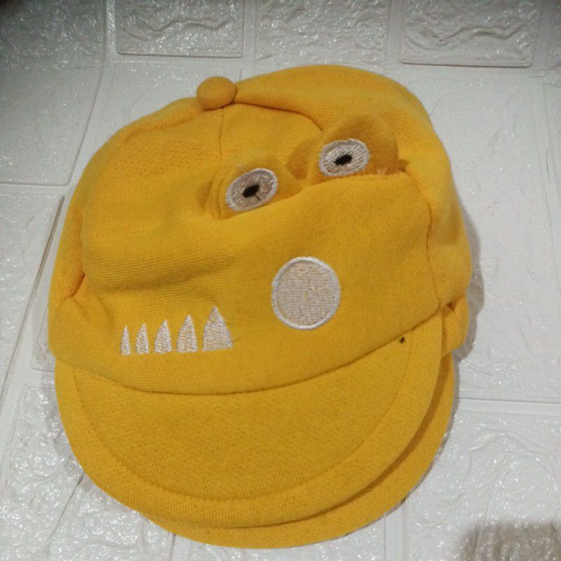 LYSASHOP - Topi Anak Bayi Lucu Motif Kucing/Topi Kupluk Bayi-Trendy Kuning