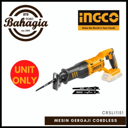 RECIPROCATING SAW CORDLESS 20V GERGAJI LISTRIK KAYU INGCO CRSLI1151