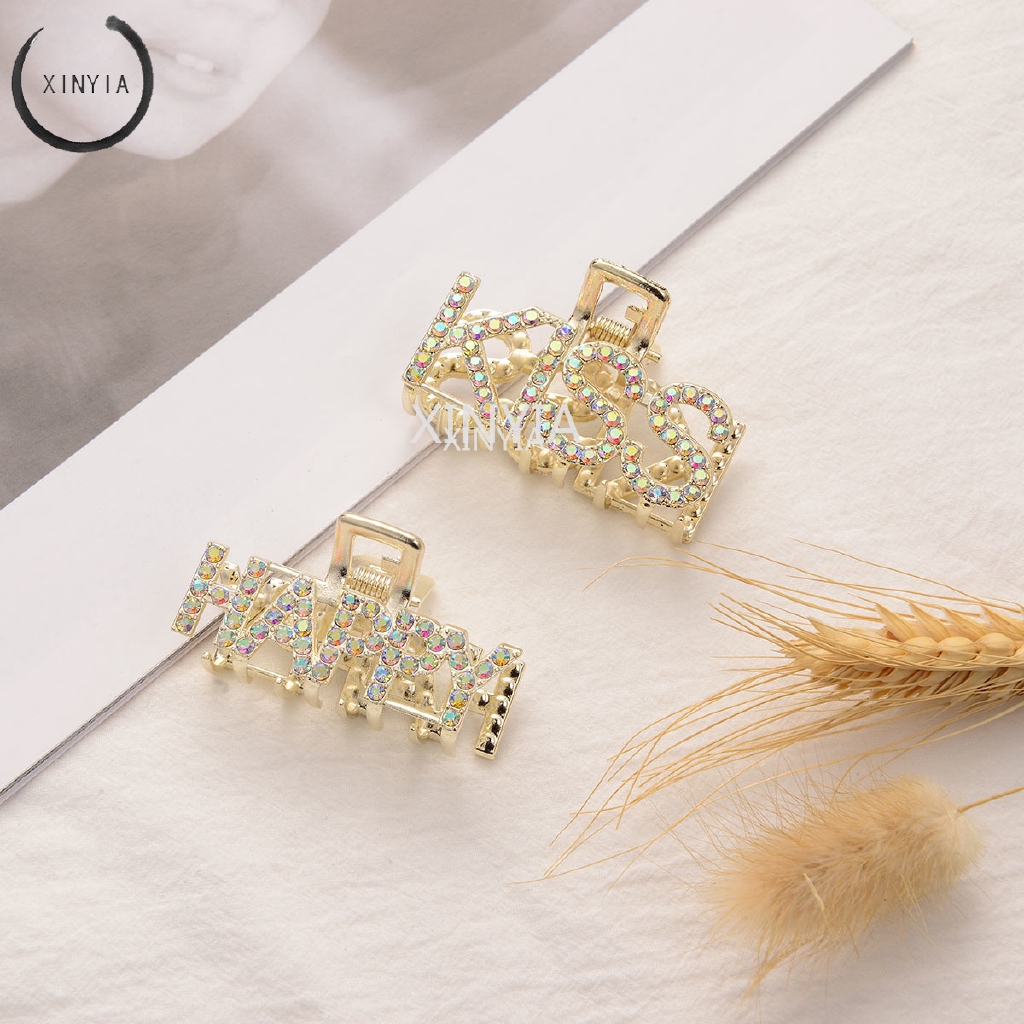 Korea Jepit Rambut Alfabet Bahasa Inggris Side Clip Pearl Hairpin Rhinestone