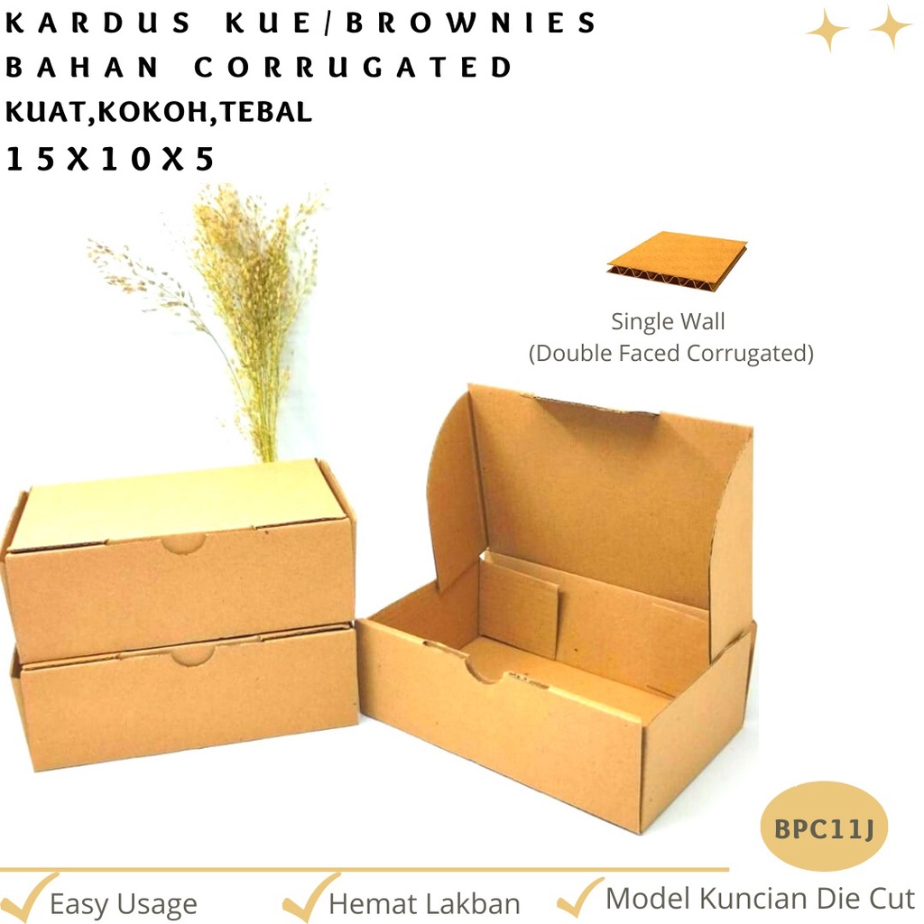 Kardus Brownies 15x10x5 Corrugated Diecut E-flute (BPC11J)