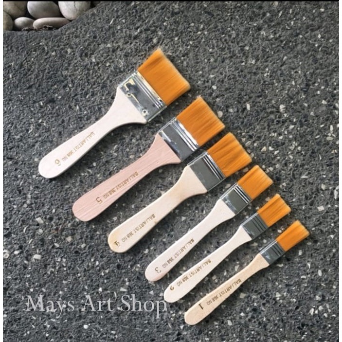 

Kuas Decoupage Nylon Kuas Lukis Lebar Rata Sejajar Nilon Akrilik Oil Gagang Kayu no 1/2/3/4/5/6/7/8/9/10/11