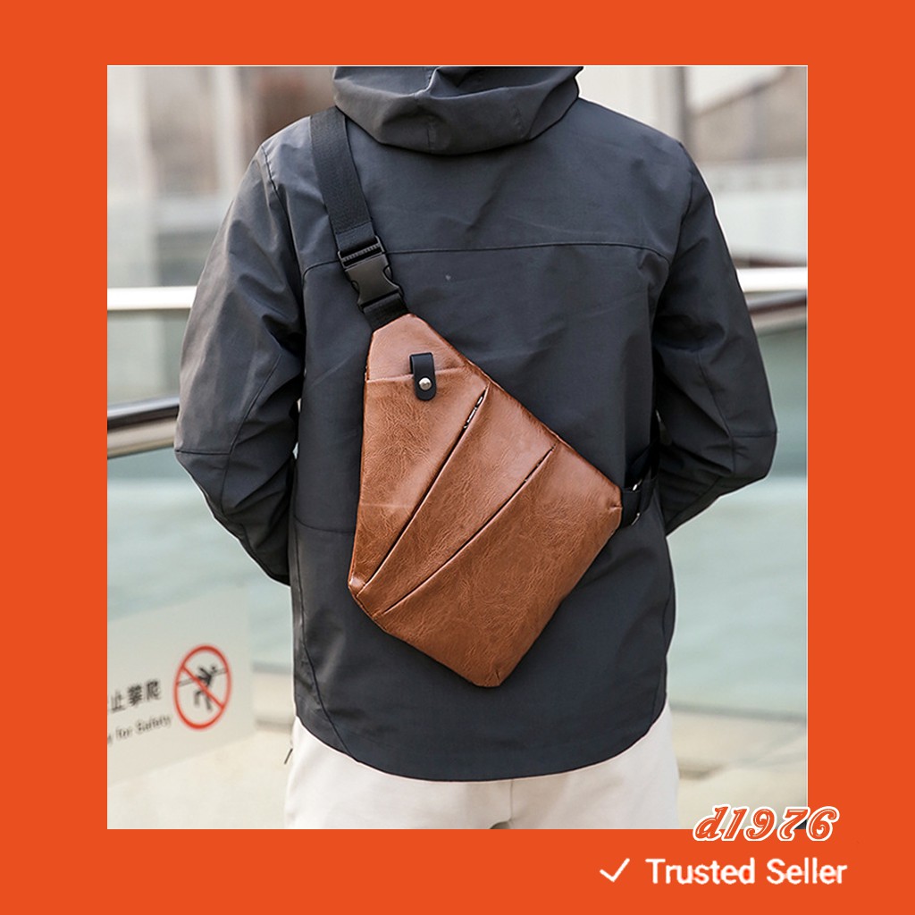 d1976 Tas Selempangslempang Pria Chestpack Kulit