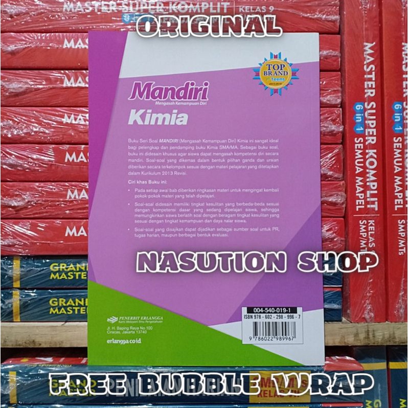 Original Buku Mandiri Kimia Kelas 1 / 10 X SMA K13 Revisi Erlangga-1