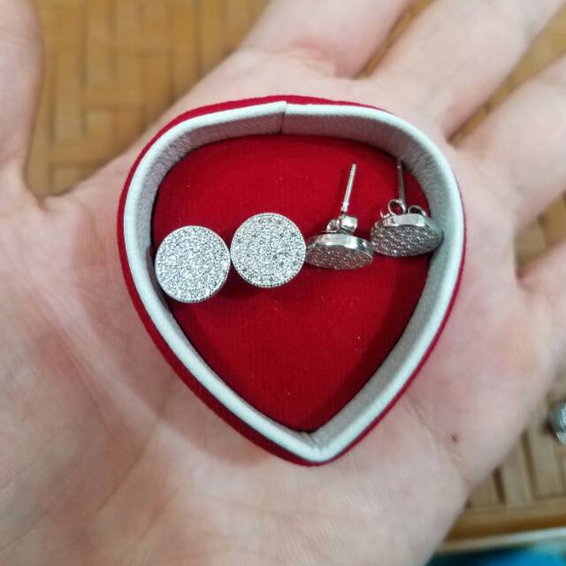 Giwang bulat full mata perak asli silver 925 GLOBAL JEWELLERY