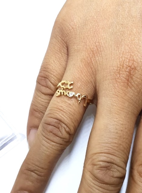 Cincin wanita lapis emas tulisan love we repliak emas