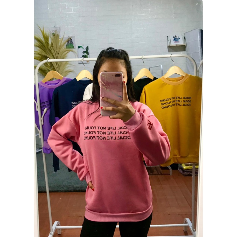 ilook | Sweater Oblong Social Life Crewneck | Sweater Social | Sweater Bahan Fleece