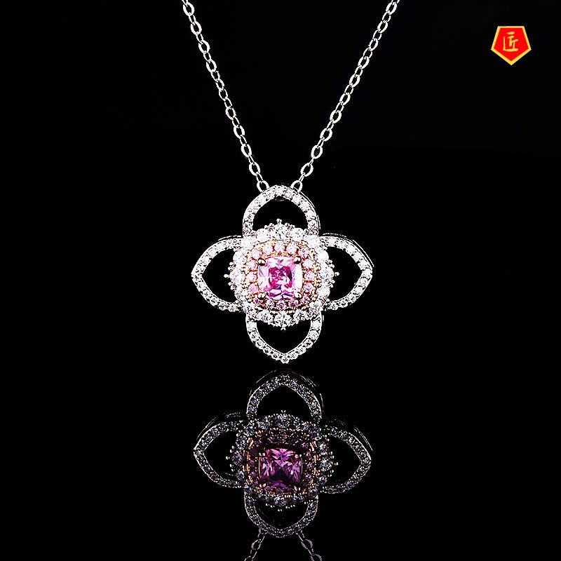 [Ready Stock]Four-Leaf Clover Pendant European and American Luxury Diamond Necklace