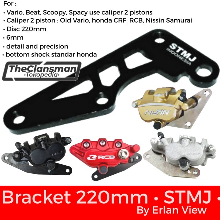 Braket Bracket Breket Cakram Kaliper STMJ 220mm Vario Beat Scoopy