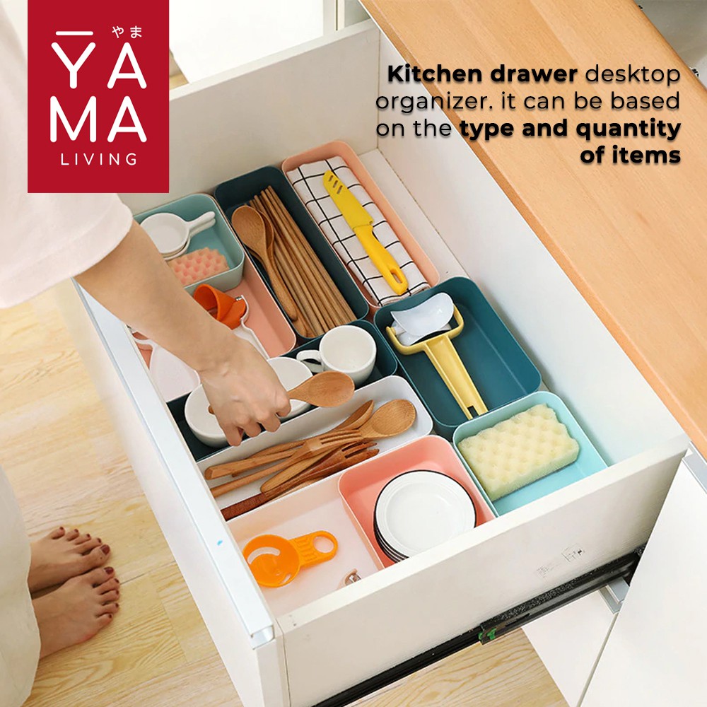 YAMA AKARU Storage Box Drawer Divider Kotak Tempat Penyimpanan Kosmetik Sendok Garpu Pisau