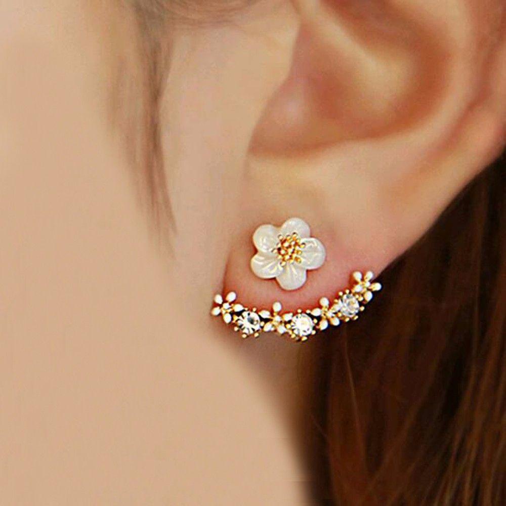 Lily Pearl Ear Stud Panas Bentuk Hati Pola Geometri Gaya Korea Sayap Malaikat Anting