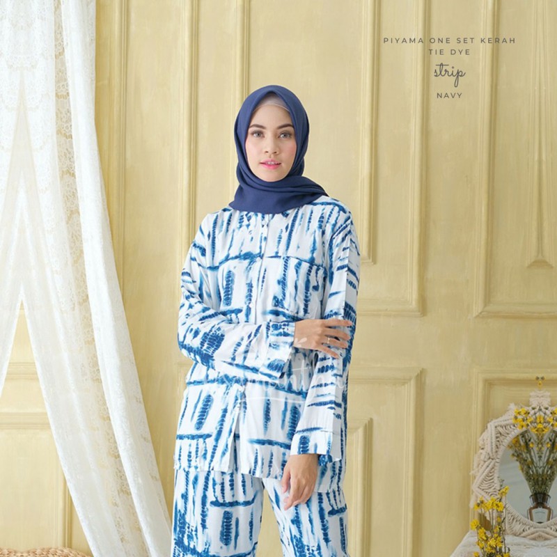 vSamantha - Pajamas Set  Piyama One Set Kemeja Tie Dye