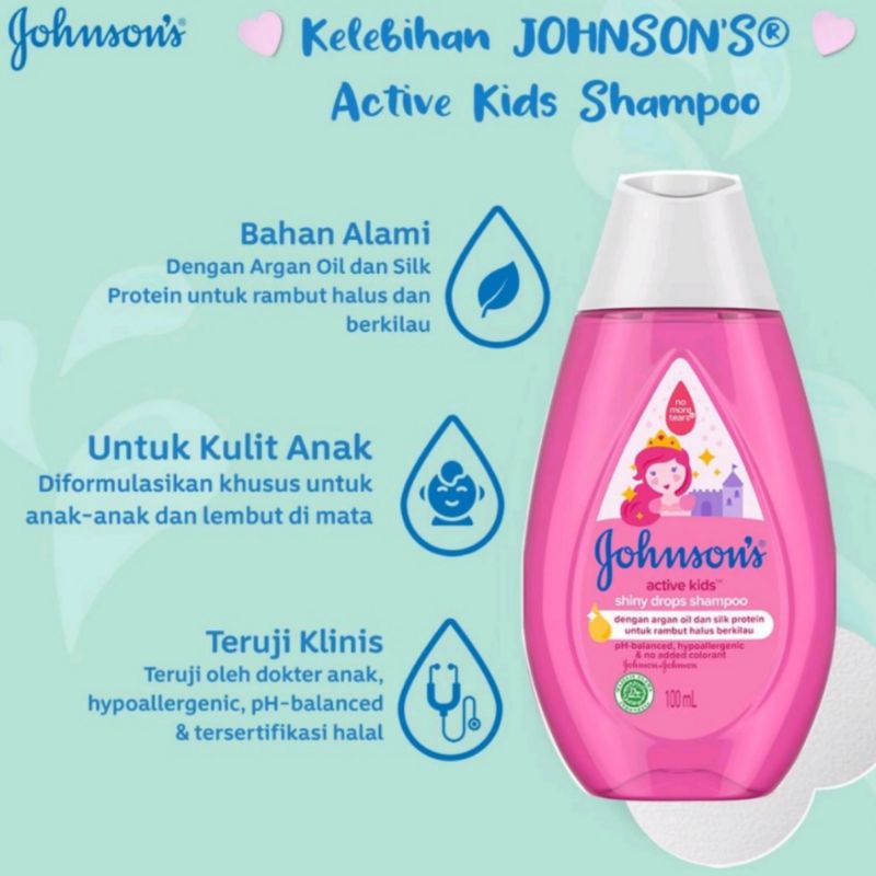 JOHNSON’S Shampo Active Kids Shiny Drops Shampoo/Soft &amp; Smooth - Shampoo anak-anak 200ml