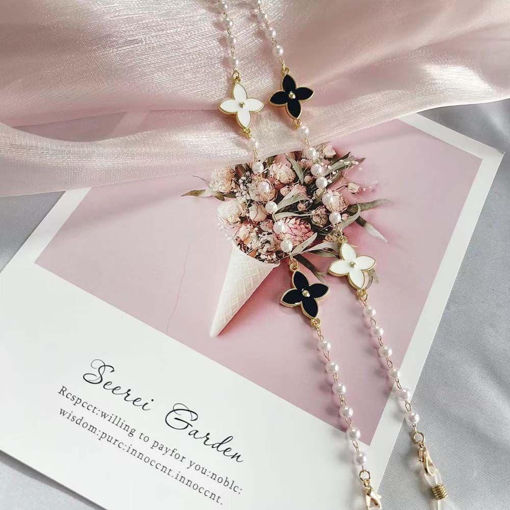 Needway Rantai Kacamata Elegan Fashion Mutiara Bunga Masker Lanyard Kacamata Rantai Tontonan Cord