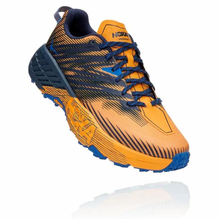 Perlengkapan Lari Hoka One One Speedgoat 4 Mens Trail Running Saffron / Black Iris