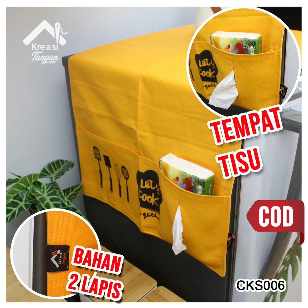 PAKET LEBIH MURAH - Cover Galon &amp; Cover Kulkas Warna Kuning Orange (Paket Polos-06)